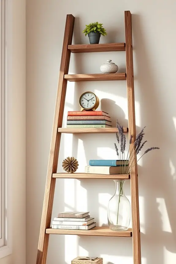 repurposed vintage ladder display