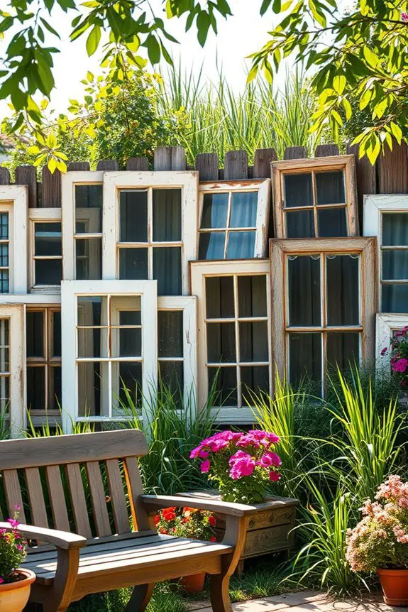 repurposed vintage window fencing