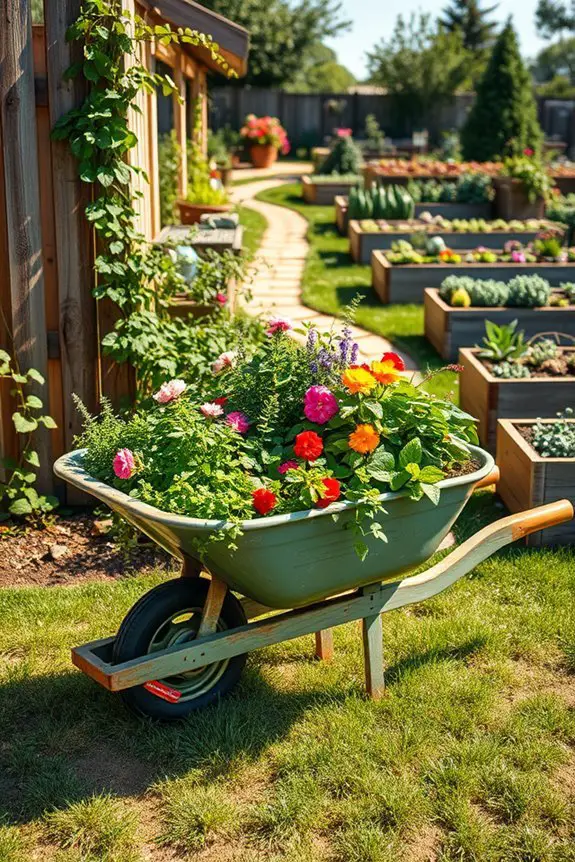 repurposed wheelbarrow garden charm
