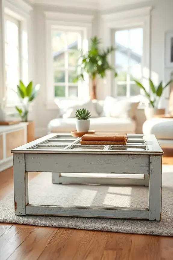 repurposed window frame coffee table