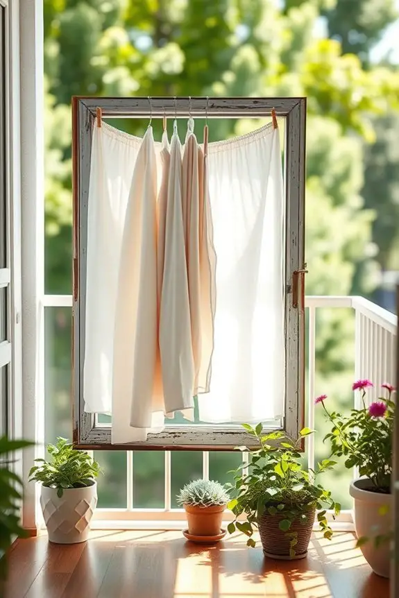 repurposed window frame drying