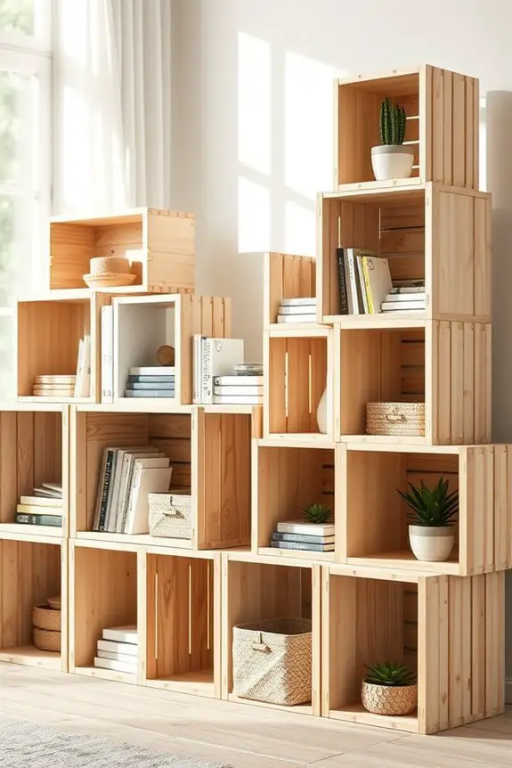 repurposed wine crate storage