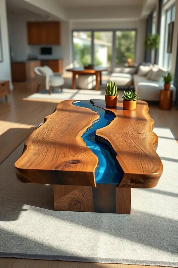 resin wood river table