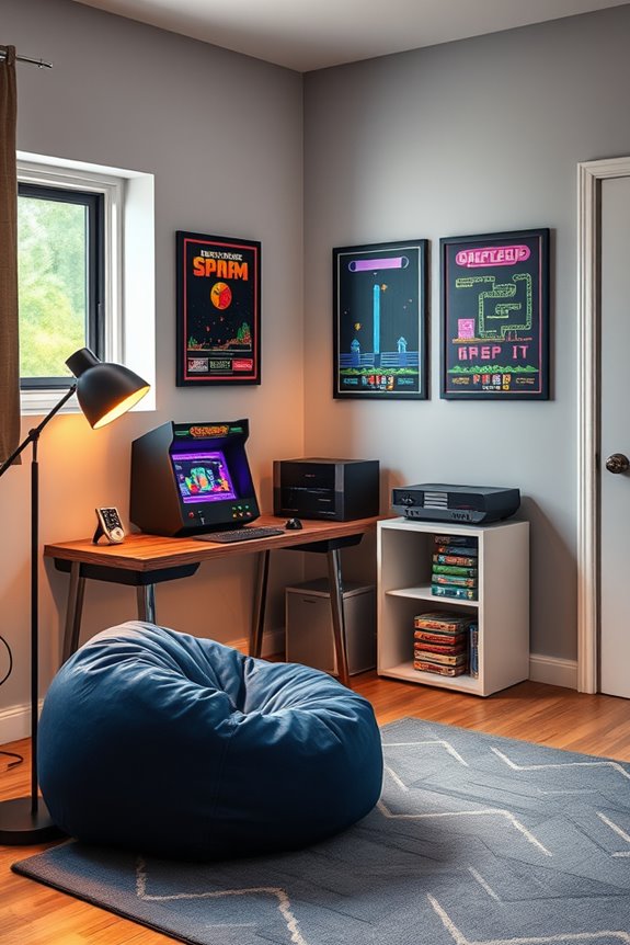 retro gaming nook setup