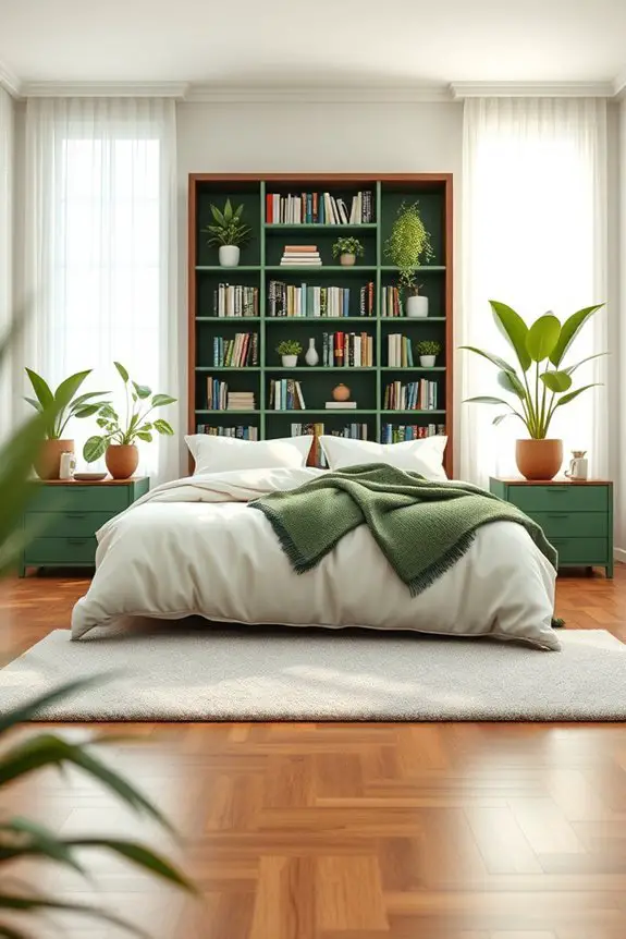 revitalizing green bookshelf decor