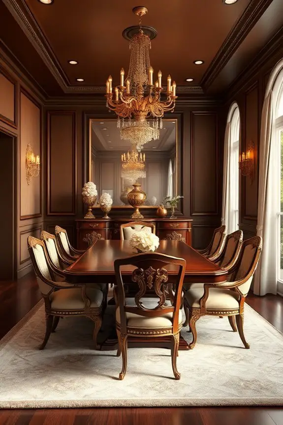 rich brown dining ambiance