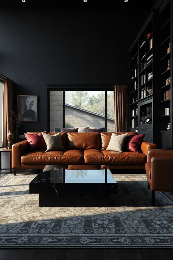 rich leather interior accents