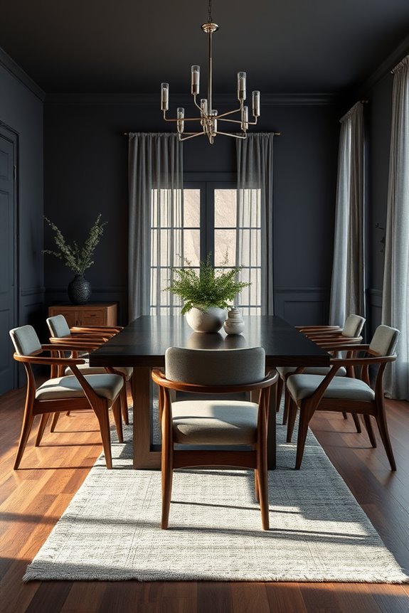 rich wood complements dark grey