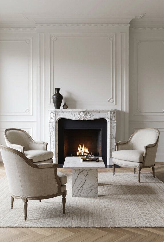 rolled arms wingbacks balanced proportions