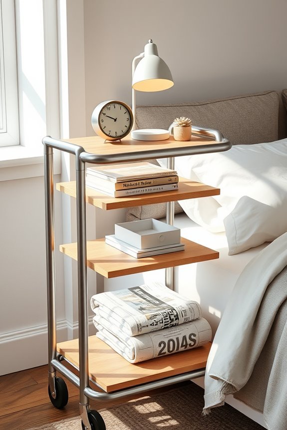 rolling cart bedside organization