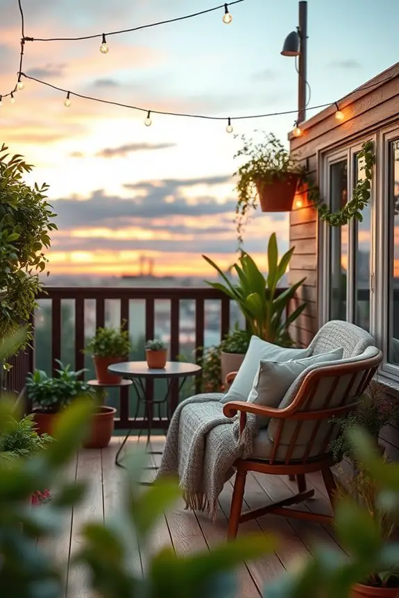 romantic balcony string lights