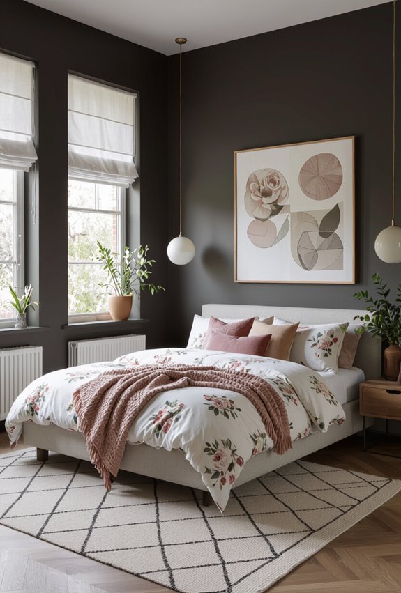 romantic florals meet geometric rugs