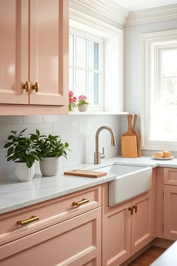 romantic soft rose cabinetry
