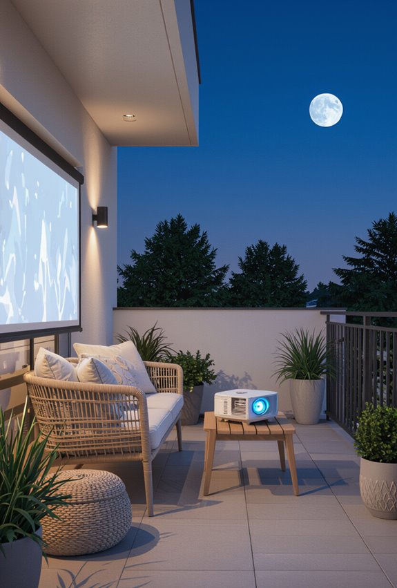 rooftop projector popcorn movie night