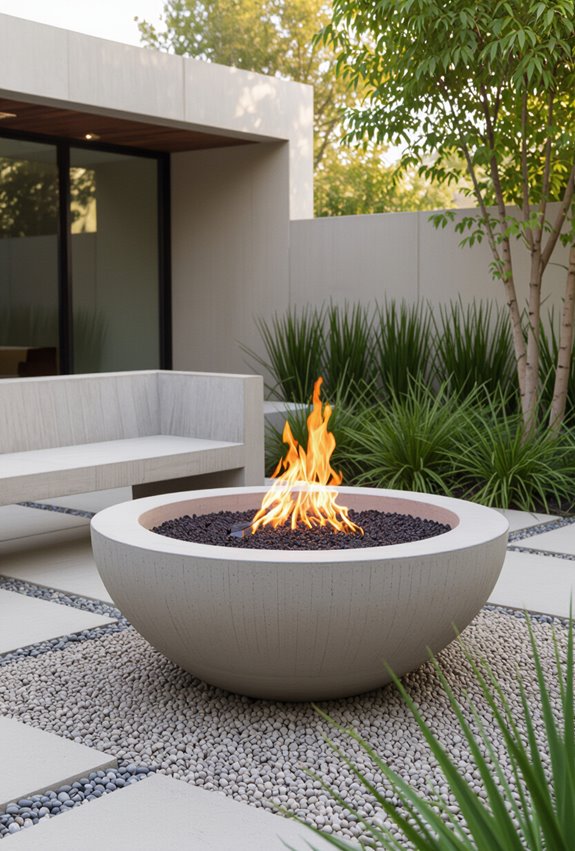 round sculptural concrete centerpiece