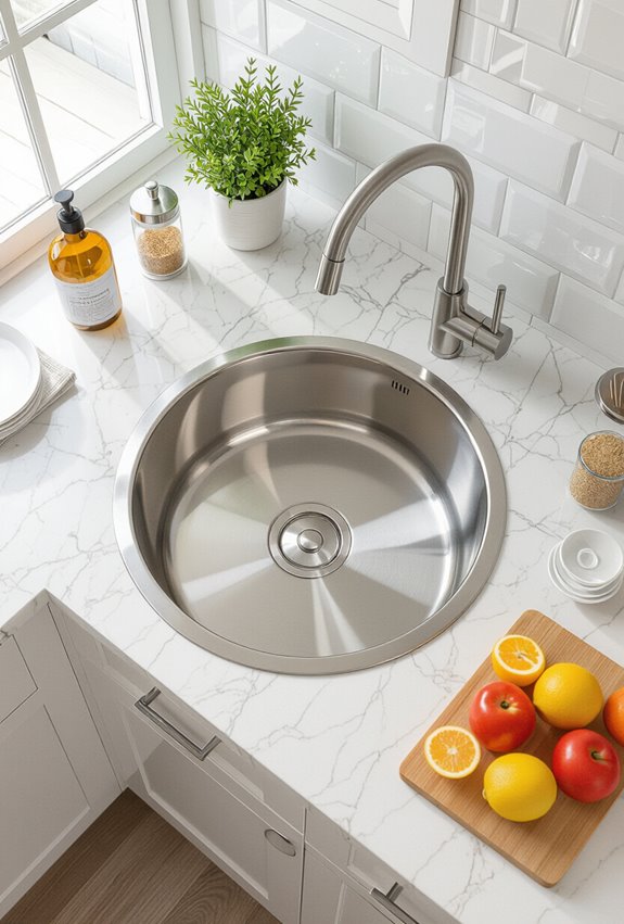 rounded fixtures unify kitchen design
