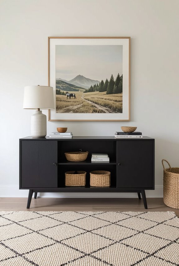 rugs define buffet and dining