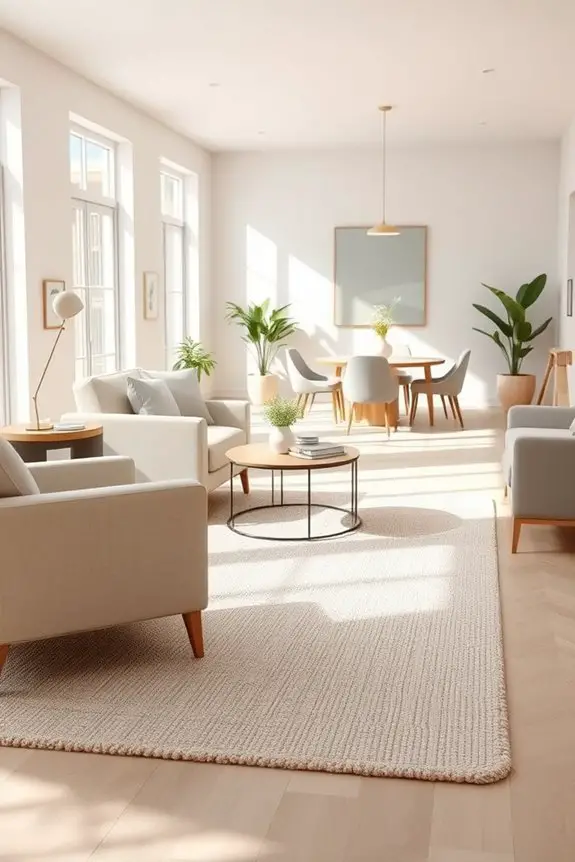 rugs define distinct living areas