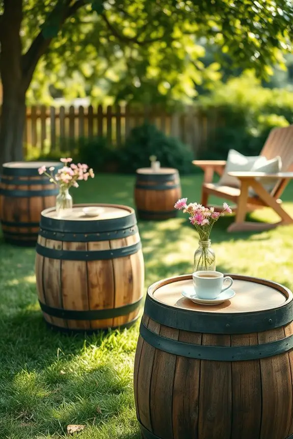 rustic barrel tables charm