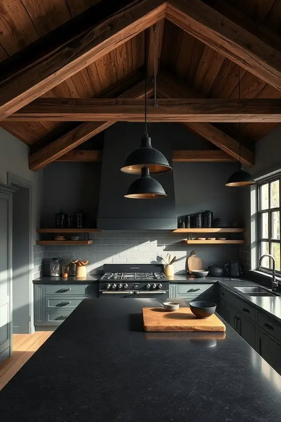 rustic beams enhance kitchens