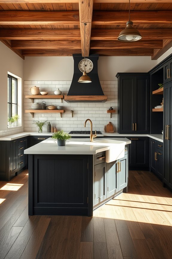rustic black and cream kitchen