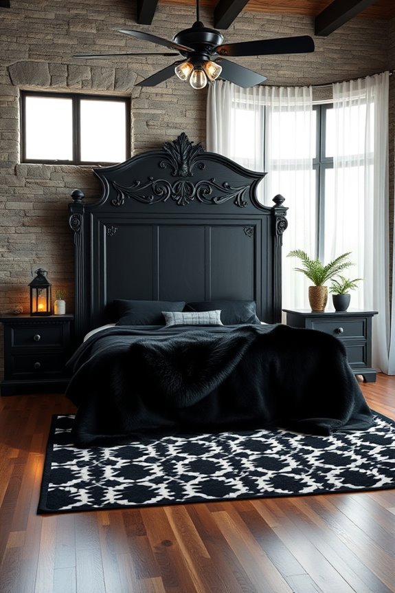 rustic black bedroom accents