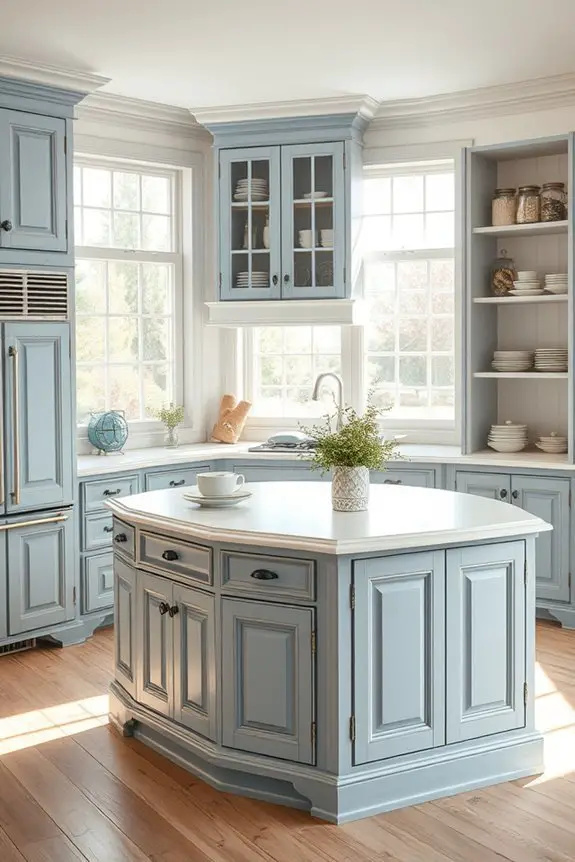 rustic blue and white kitchen
