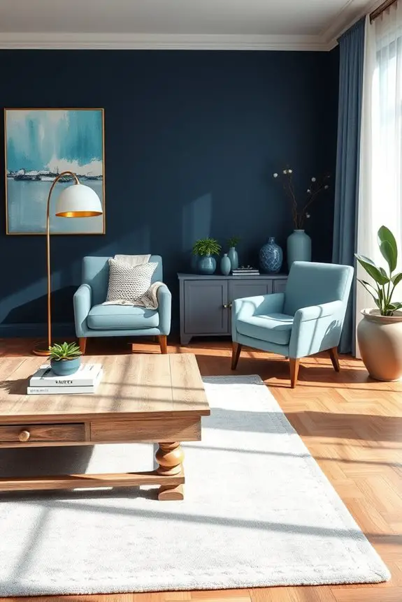 rustic blue decor accents