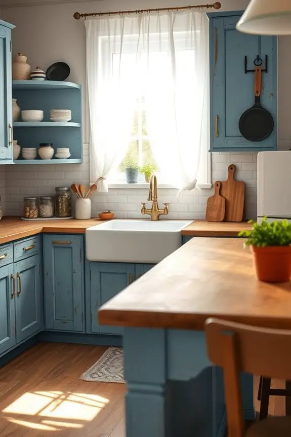 rustic blue kitchen charm