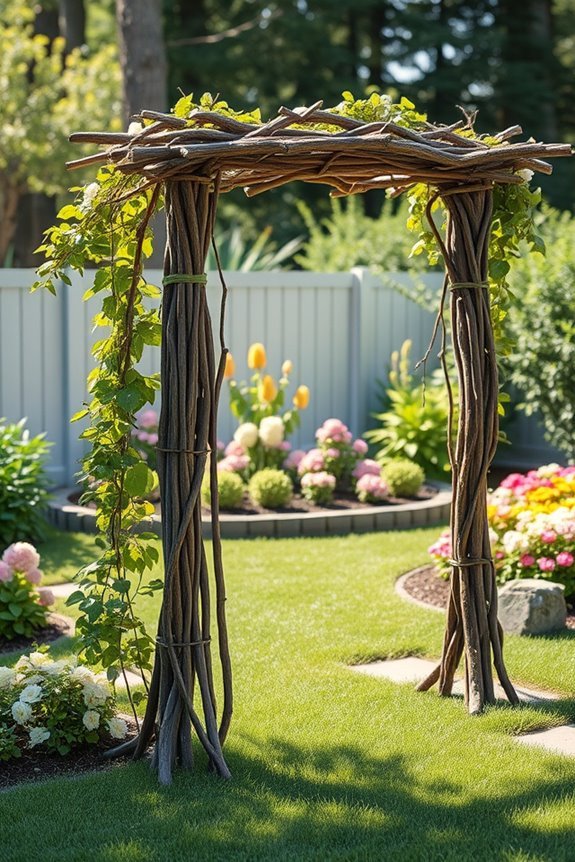 rustic branch garden trellis