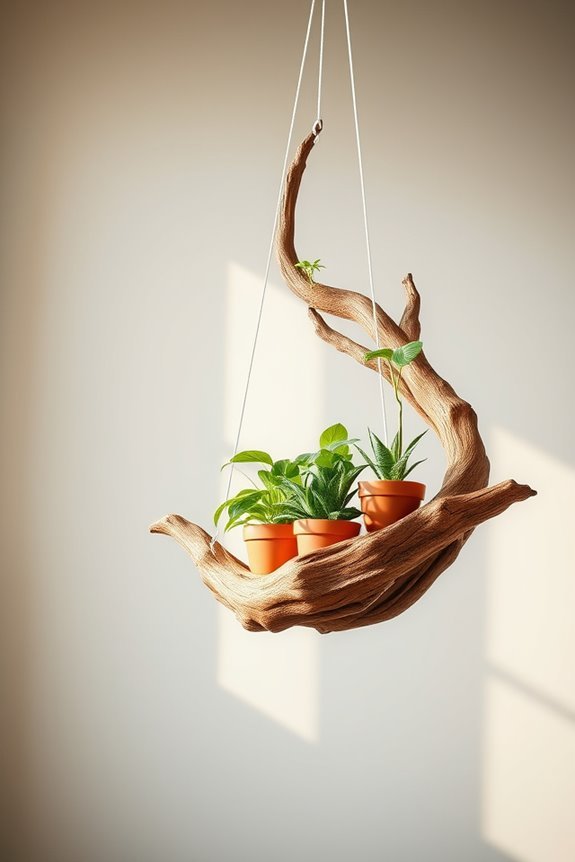 rustic branch plant holder