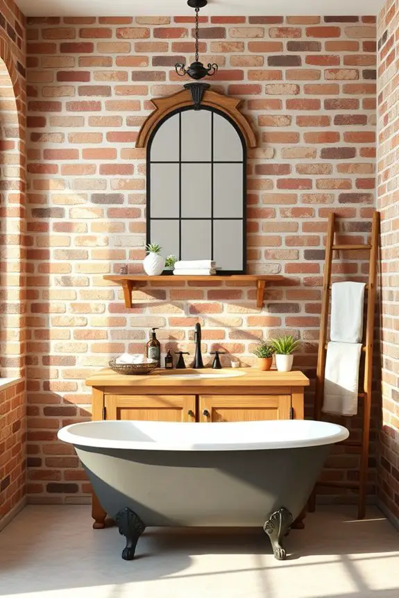 rustic brick bathroom retreat