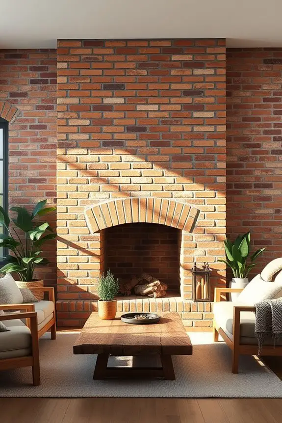 rustic brick fireplace charm