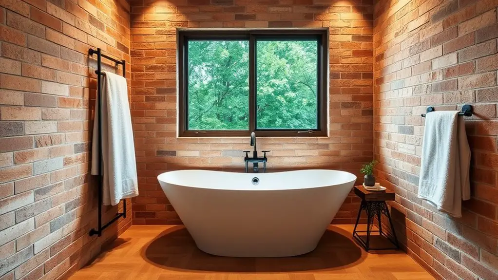 rustic brick wall bathrooms