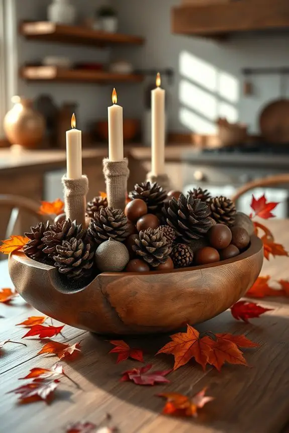 rustic brown table centerpiece ideas