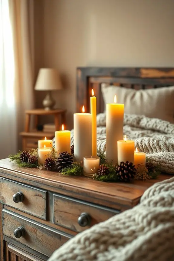 rustic candle arrangements enhance decor