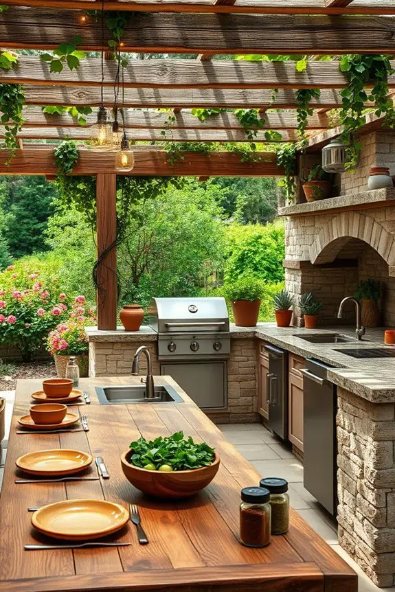 rustic charm outdoor kitchen
