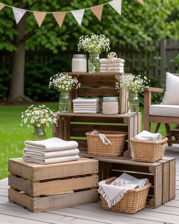 rustic charm through crate displays