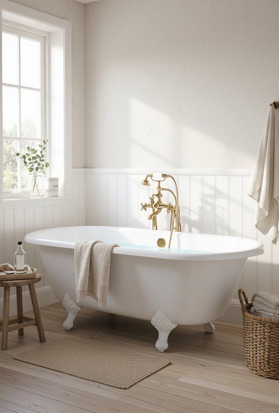 rustic clawfoot tub spotlight