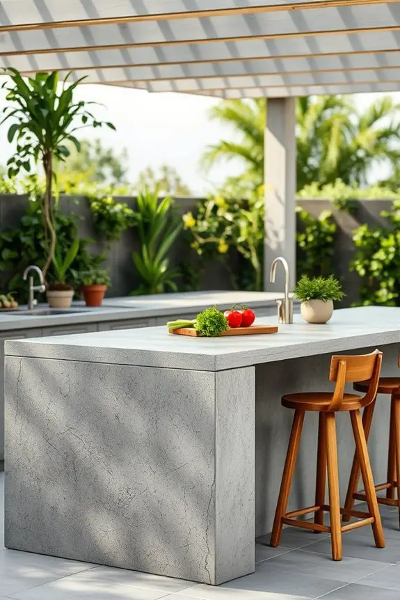rustic concrete outdoor island