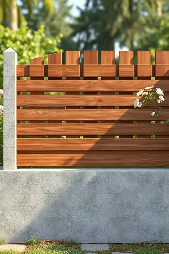 rustic concrete wood fences
