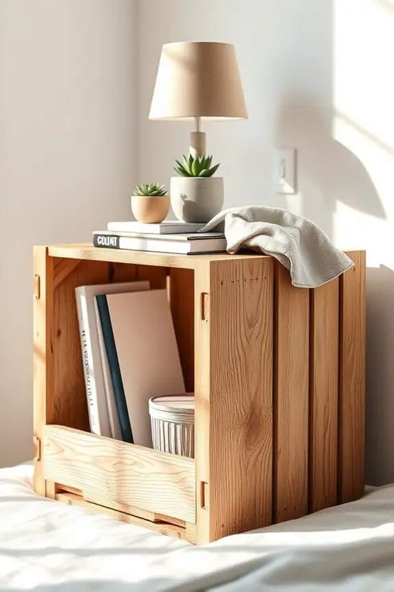 rustic crate bedside table