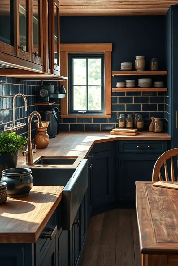 rustic dark blue kitchen