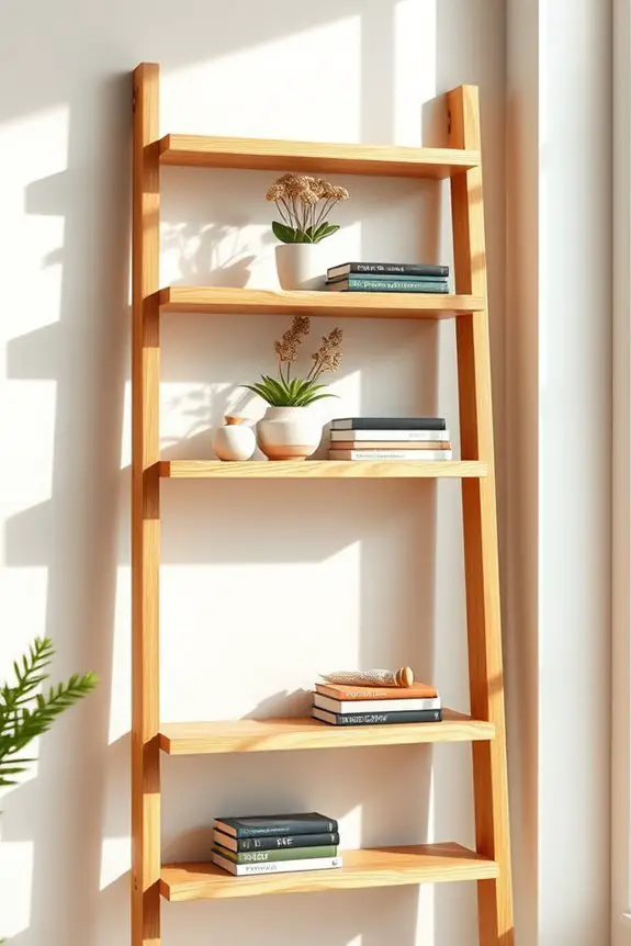 rustic decorative ladder shelf