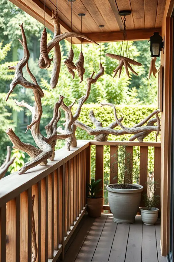 rustic driftwood balcony decor