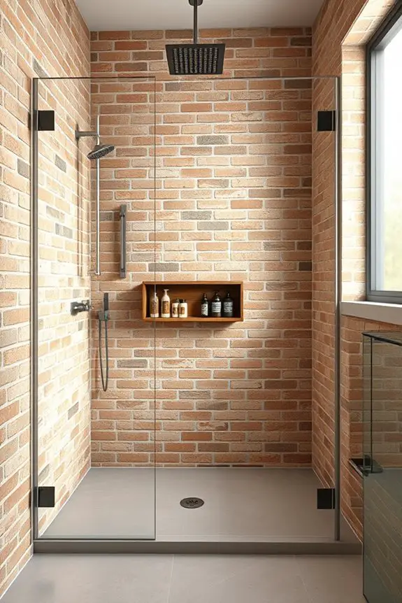 rustic enclosed brick shower