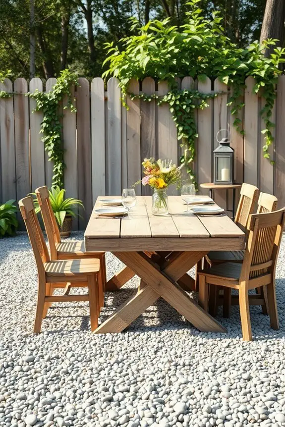 rustic gravel dining retreat