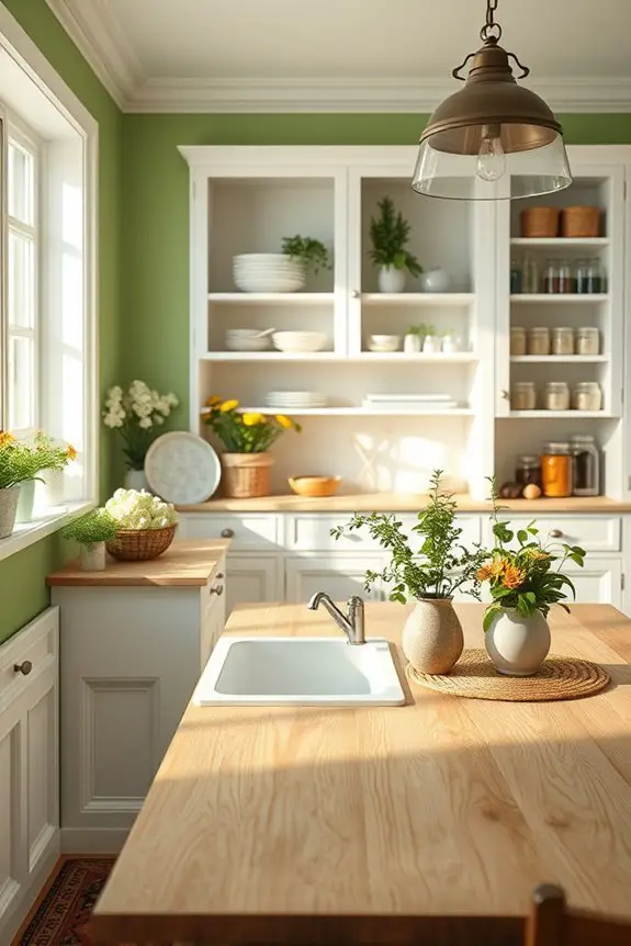 rustic green kitchen charm