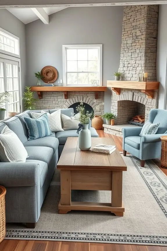 rustic grey blue farmhouse decor