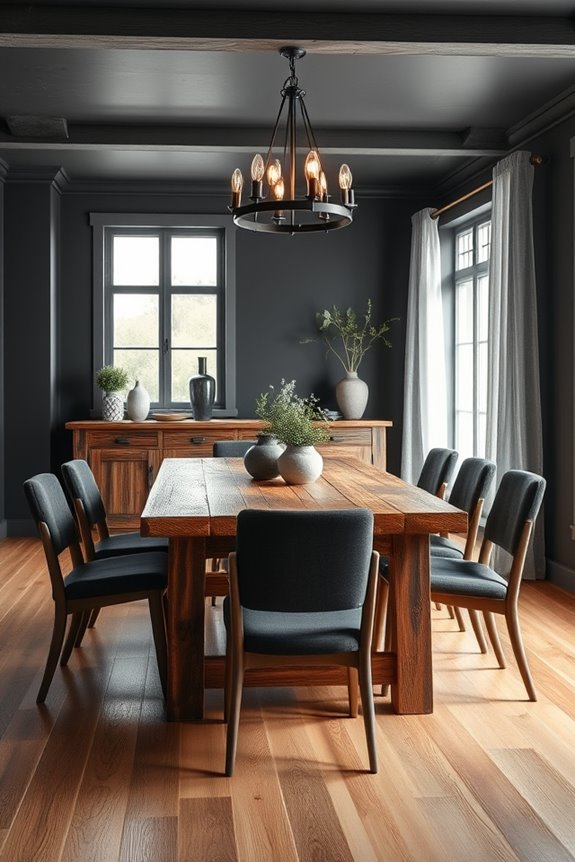 rustic grey wood dining